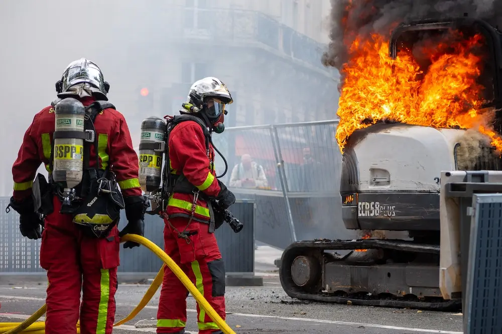 Incendie sur le chantier